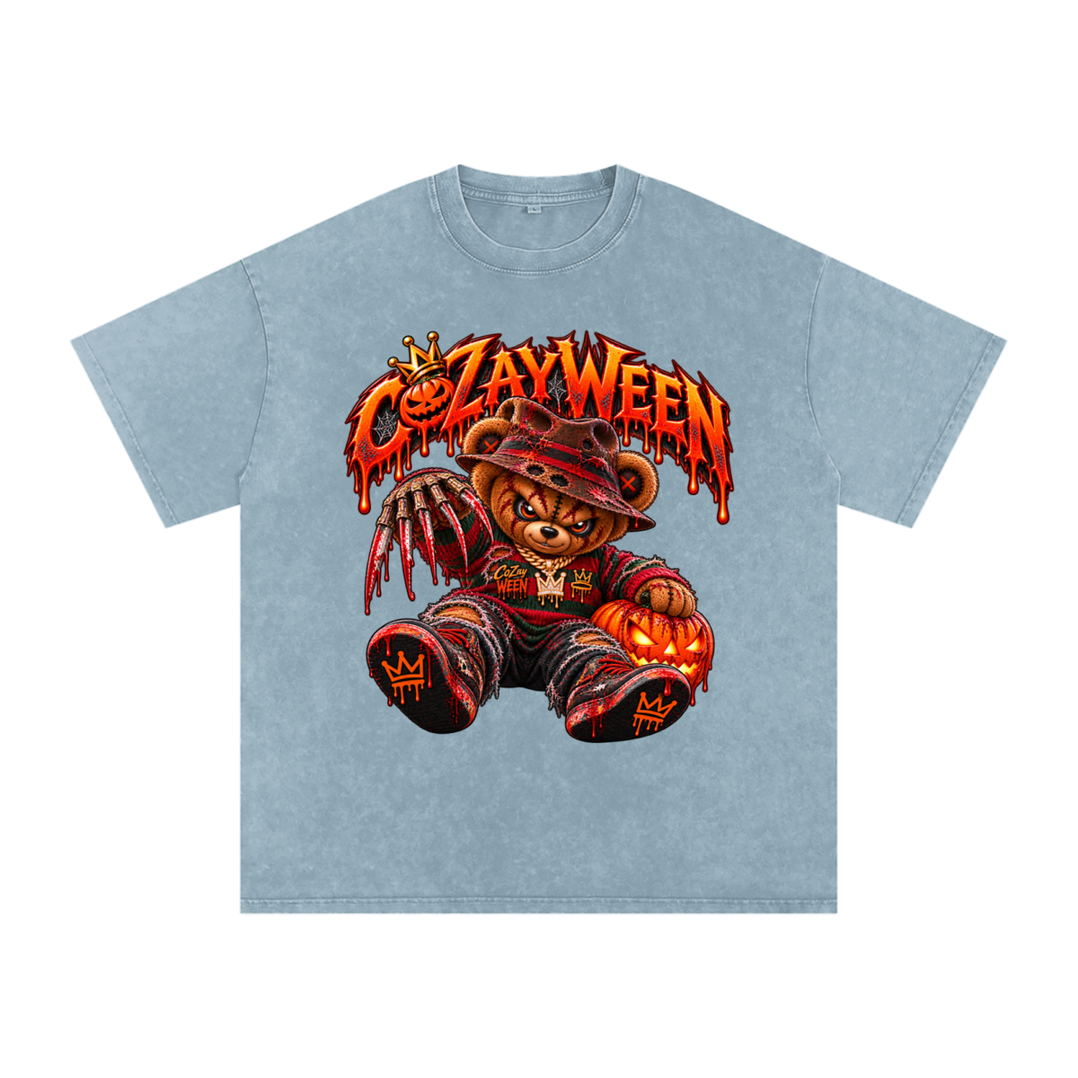 CoZayWeen Freddy Snow Washed Oversized Cotton T-Shirt
