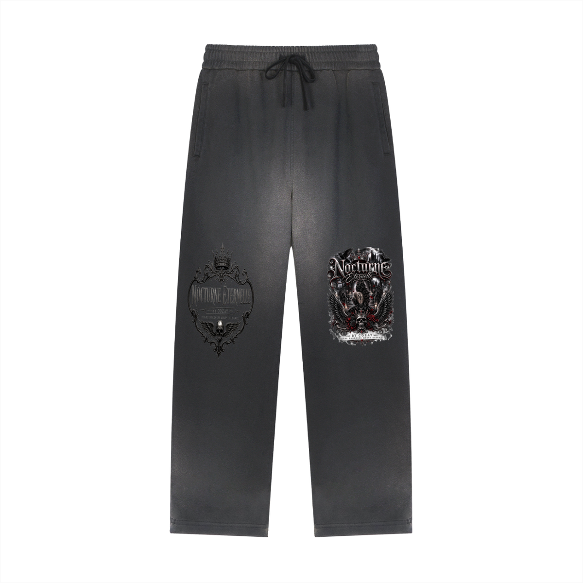 CoZay Signature Sun Fade Raw Edge Straight-Leg Sweatpants