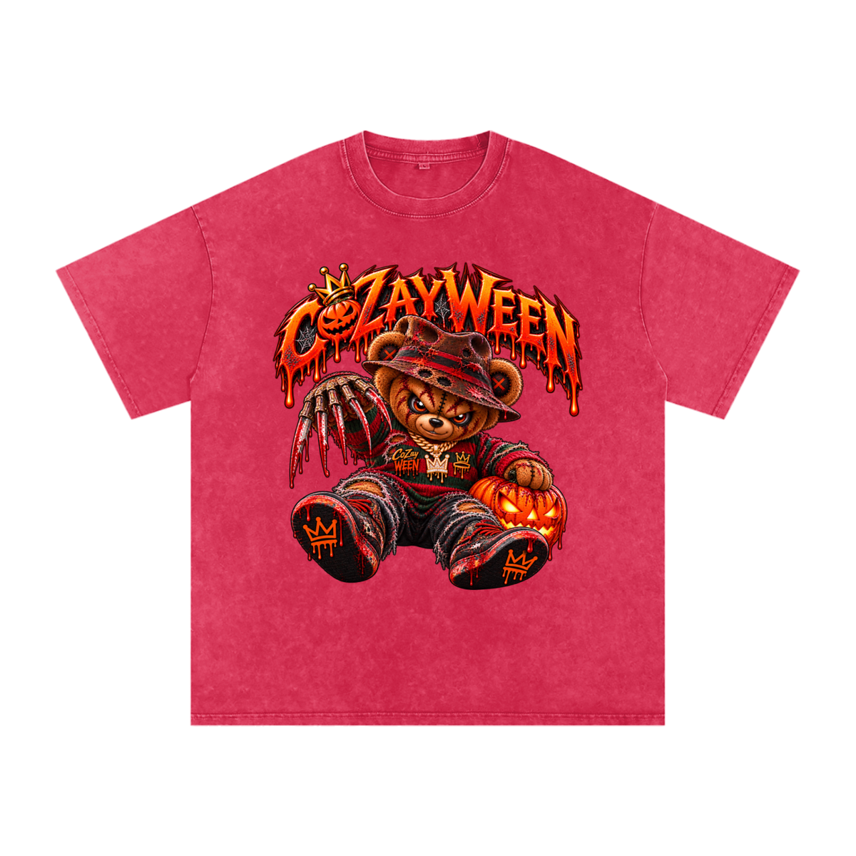 CoZayWeen Freddy Snow Washed Oversized Cotton T-Shirt