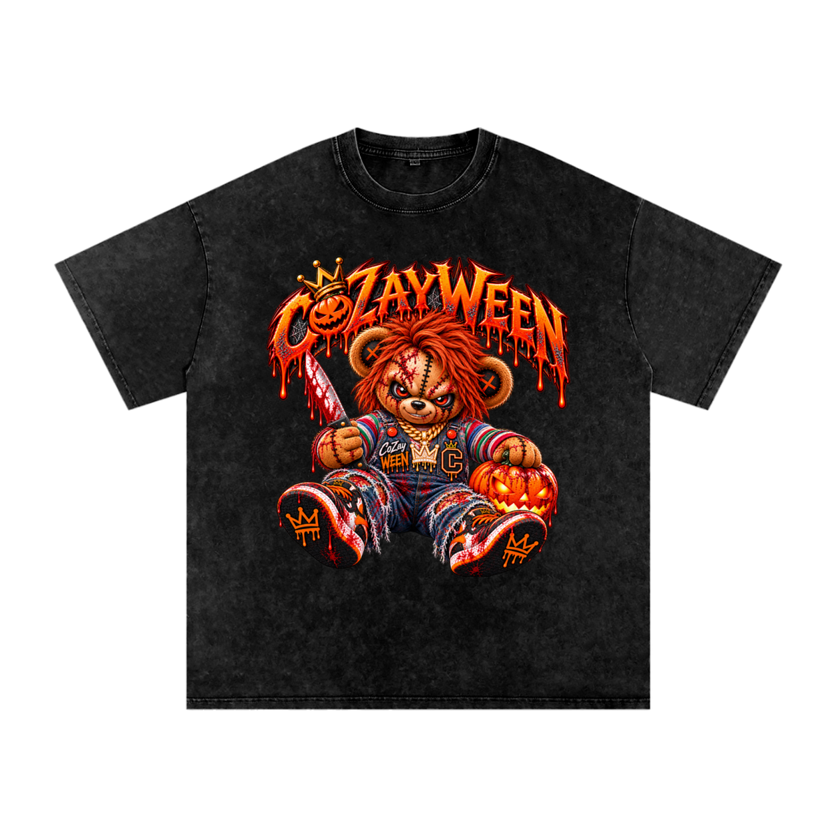 CoZayWeen Chucky Snow Washed Oversized Cotton T-Shirt
