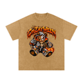 CoZayWeen Skeleton Snow Washed Oversized Cotton T-Shirt