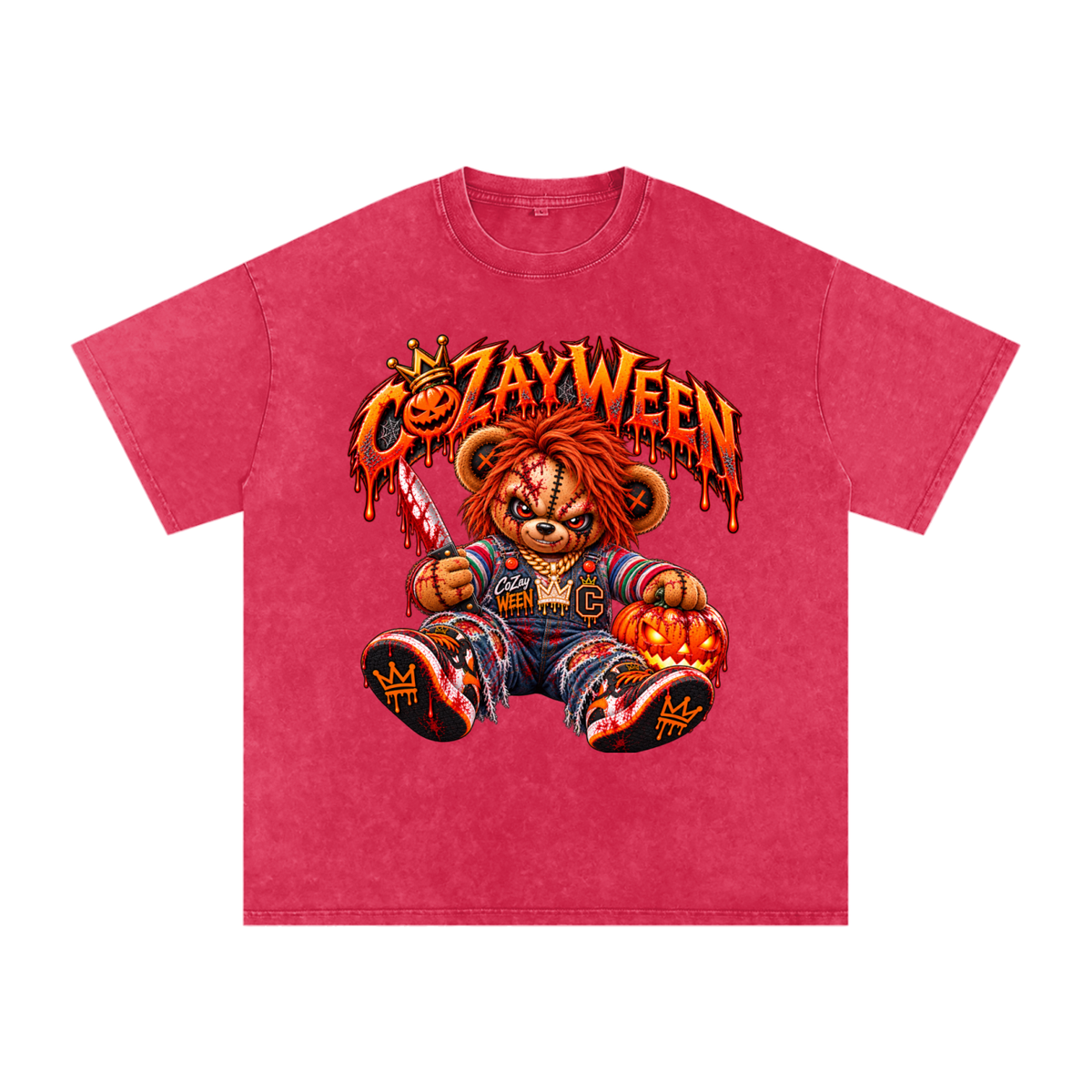 CoZayWeen Chucky Snow Washed Oversized Cotton T-Shirt