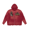 CoZay Signature Unisex Distressed Full Zip Sweater