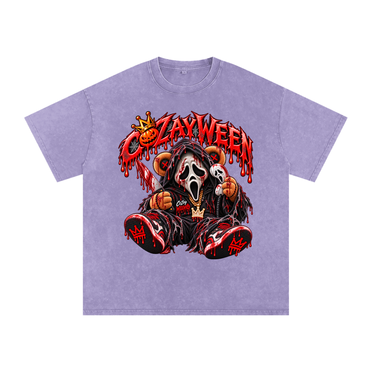 CoZayWeen Scream Snow Washed Oversized Cotton T-Shirt