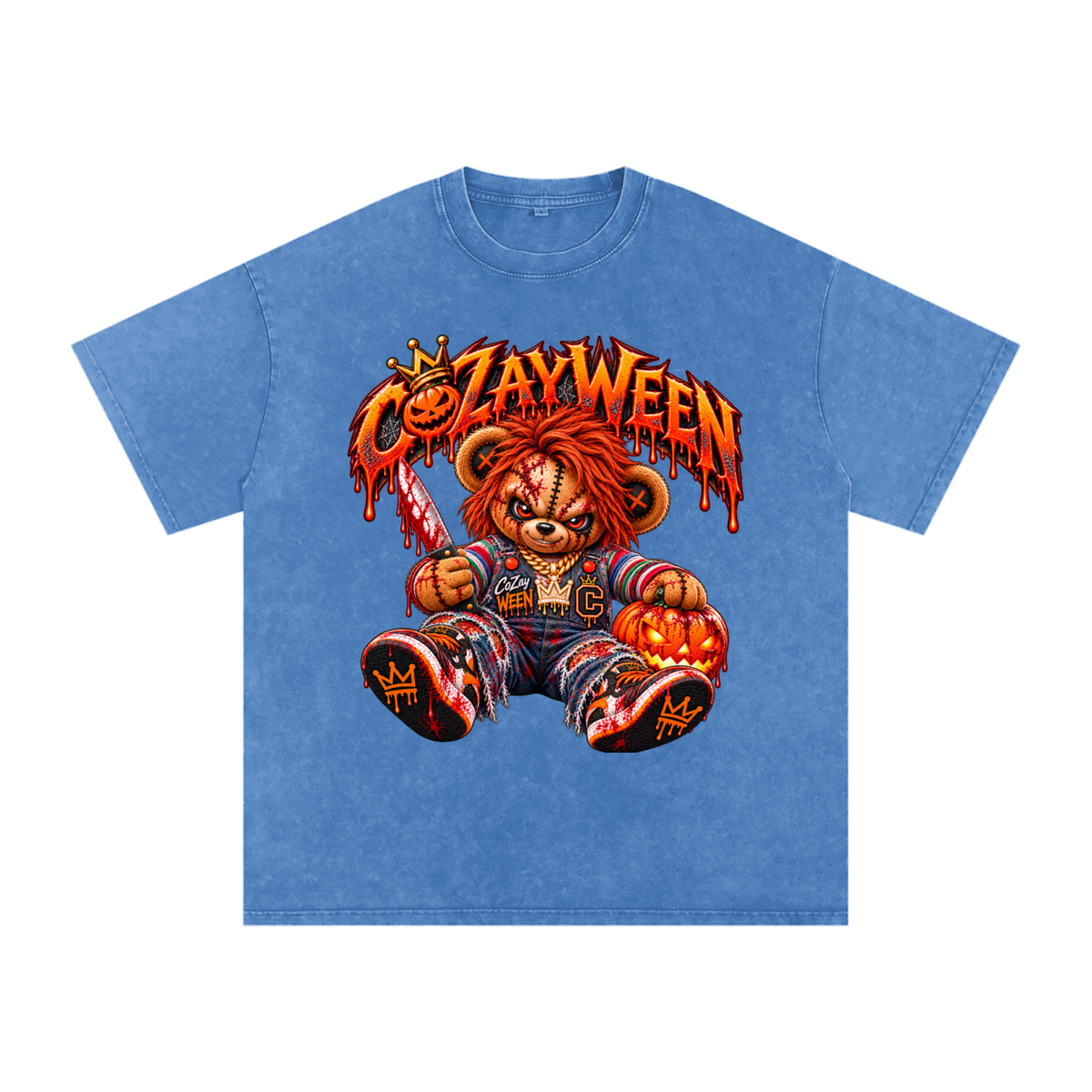 CoZayWeen Chucky Snow Washed Oversized Cotton T-Shirt