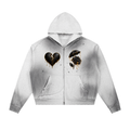 CoZay Signature Sun Fade Frayed Raw Edge Fleece Zip Hoodie
