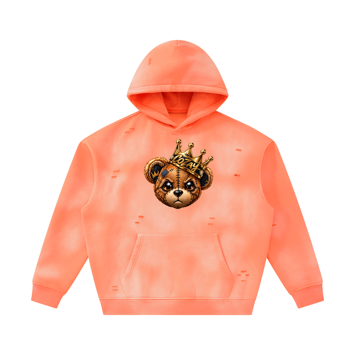 CoZay Original Bear Unisex Sunfade Frayed Fleece Hoodie