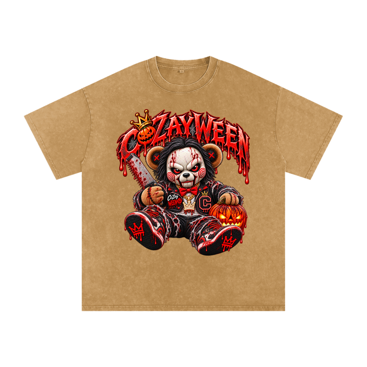 CoZayWeen Saw Snow Washed Oversized Cotton T-Shirt