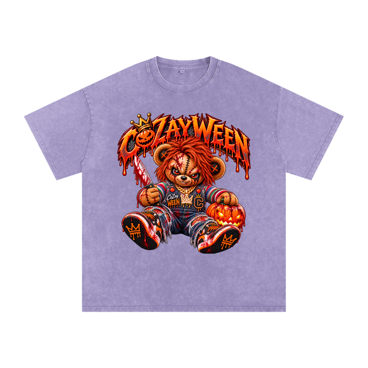 CoZayWeen Chucky Snow Washed Oversized Cotton T-Shirt