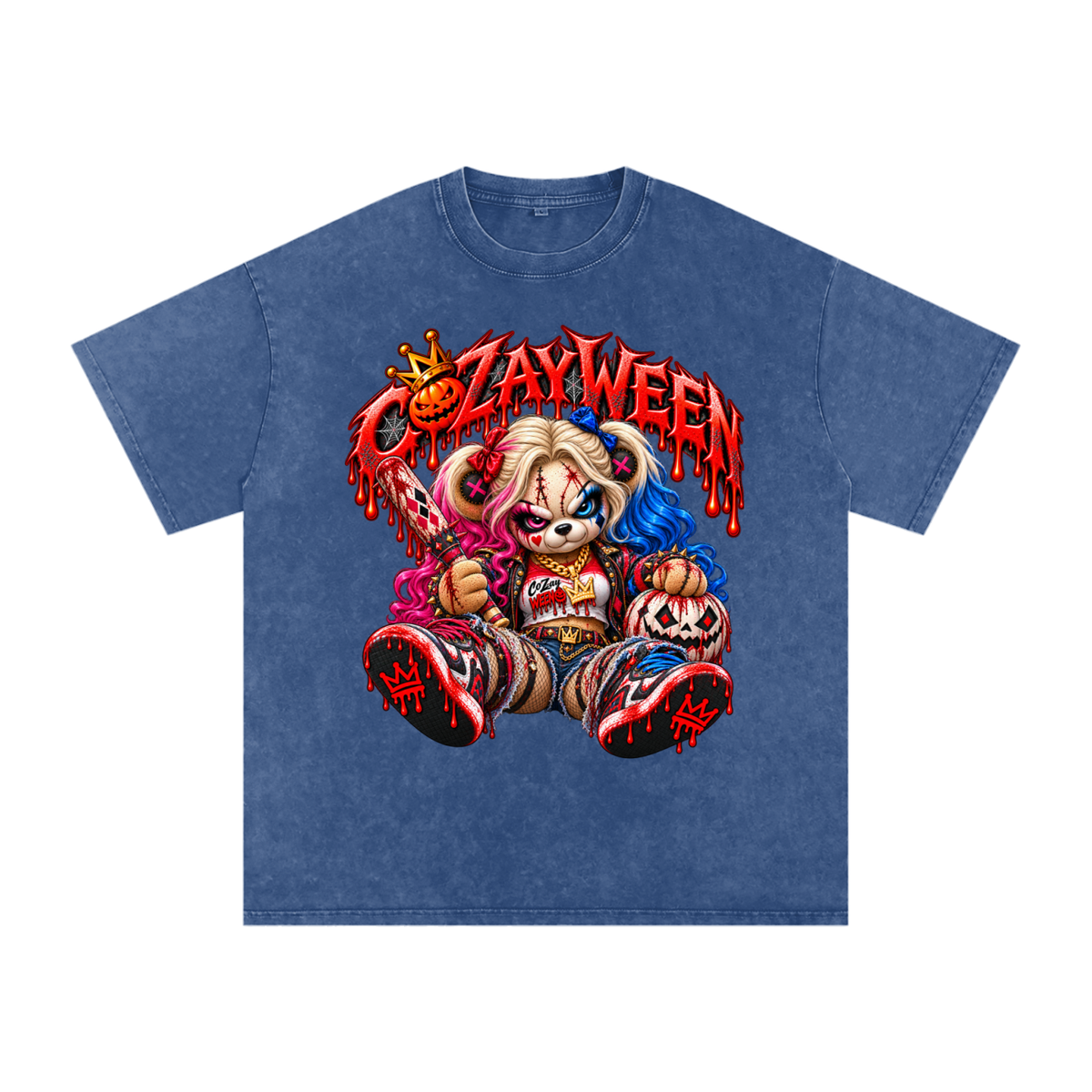 CoZayWeen Harley Snow Washed Oversized Cotton T-Shirt