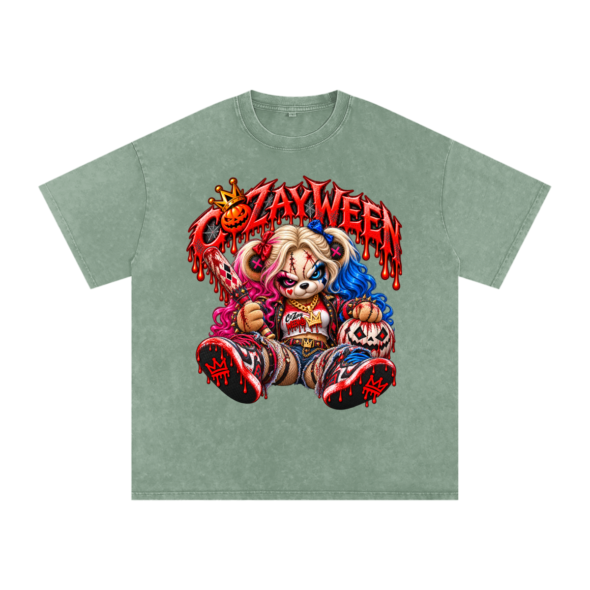CoZayWeen Harley Snow Washed Oversized Cotton T-Shirt