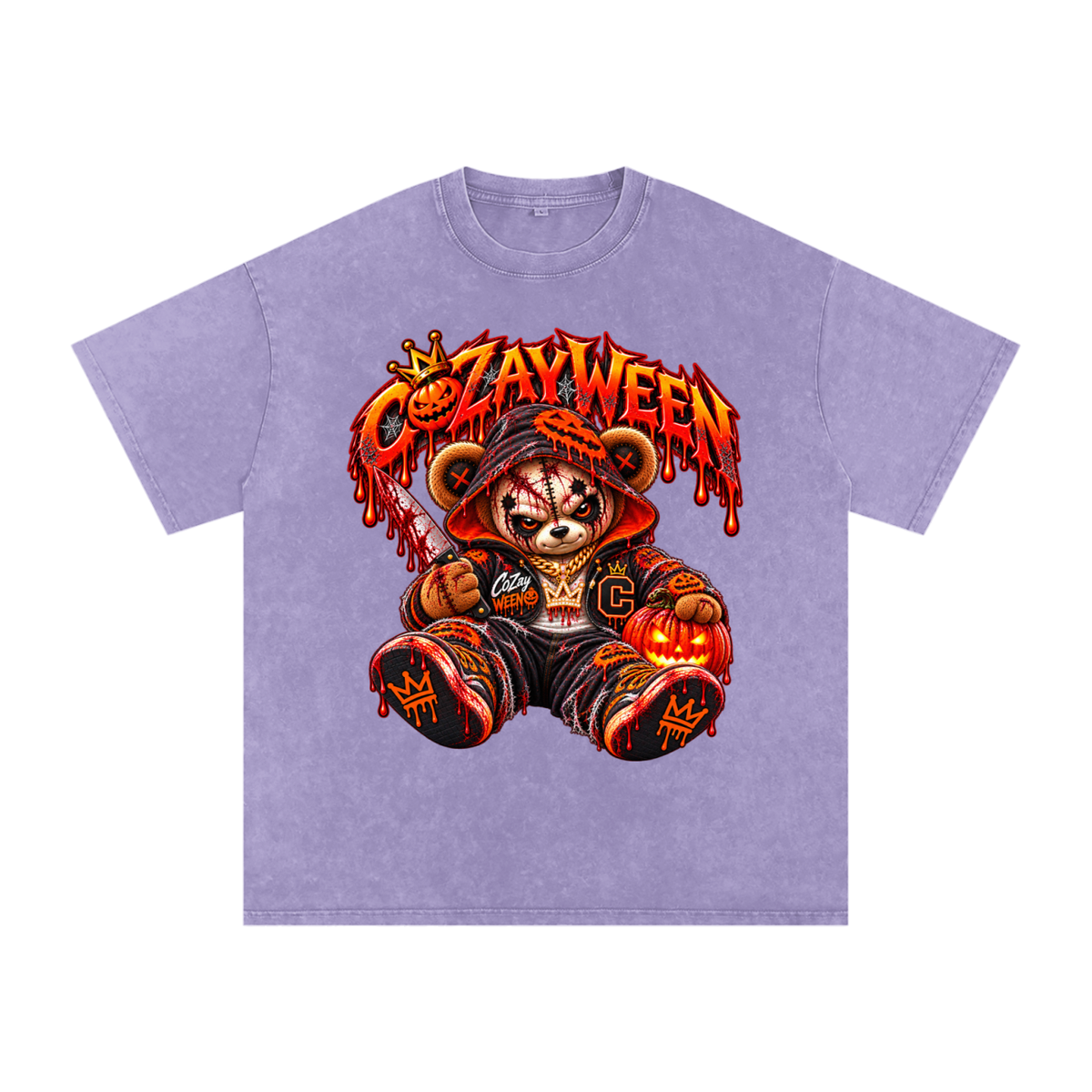 CoZayWeen Hoodie Snow Washed Oversized Cotton T-Shirt