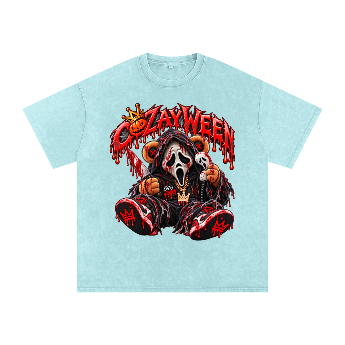 CoZayWeen Scream Snow Washed Oversized Cotton T-Shirt