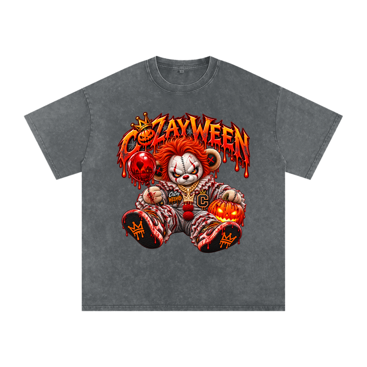 CoZayWeen Pennywise Snow Washed Oversized Cotton T-Shirt