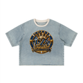 CoZay Signature Unisex Vintage Wash Boxy Raw Hem Denim T-Shirt