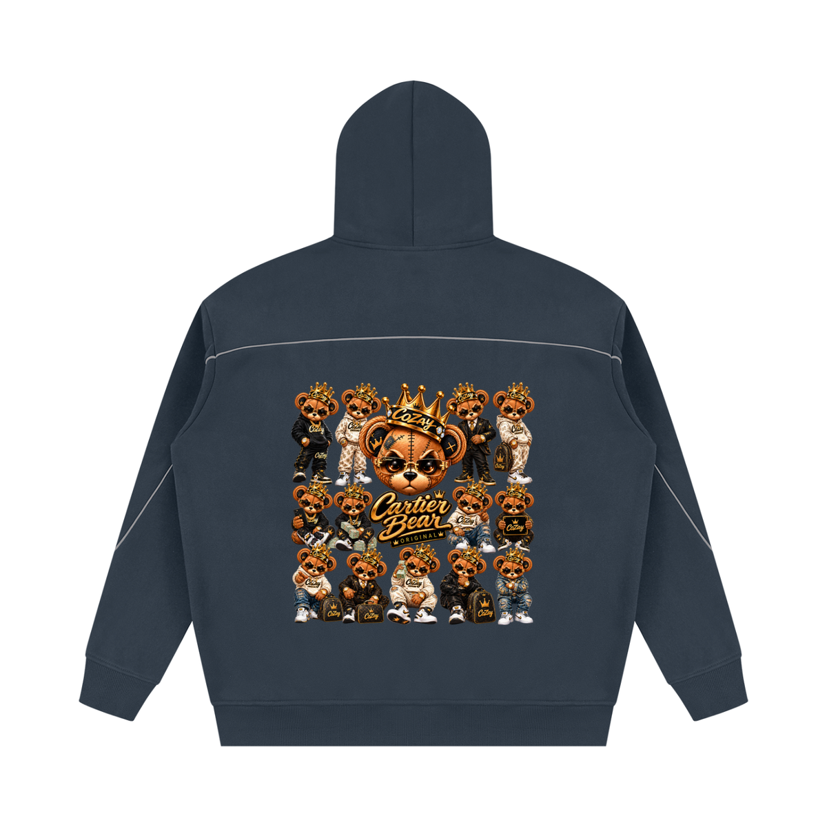 CoZay Original Cartier Bear Unisex Oversized Piping Fleece Hoodie