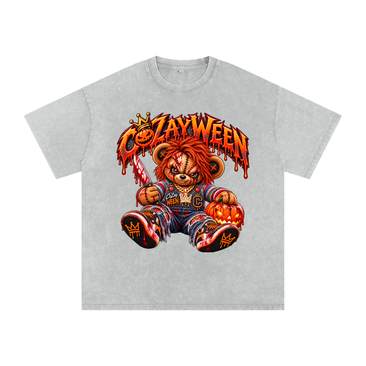 CoZayWeen Chucky Snow Washed Oversized Cotton T-Shirt